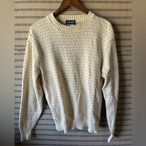 Lands' End Cream Crewneck Sweater with Brown Hearts